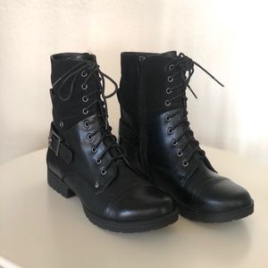 Black lace up combat boots